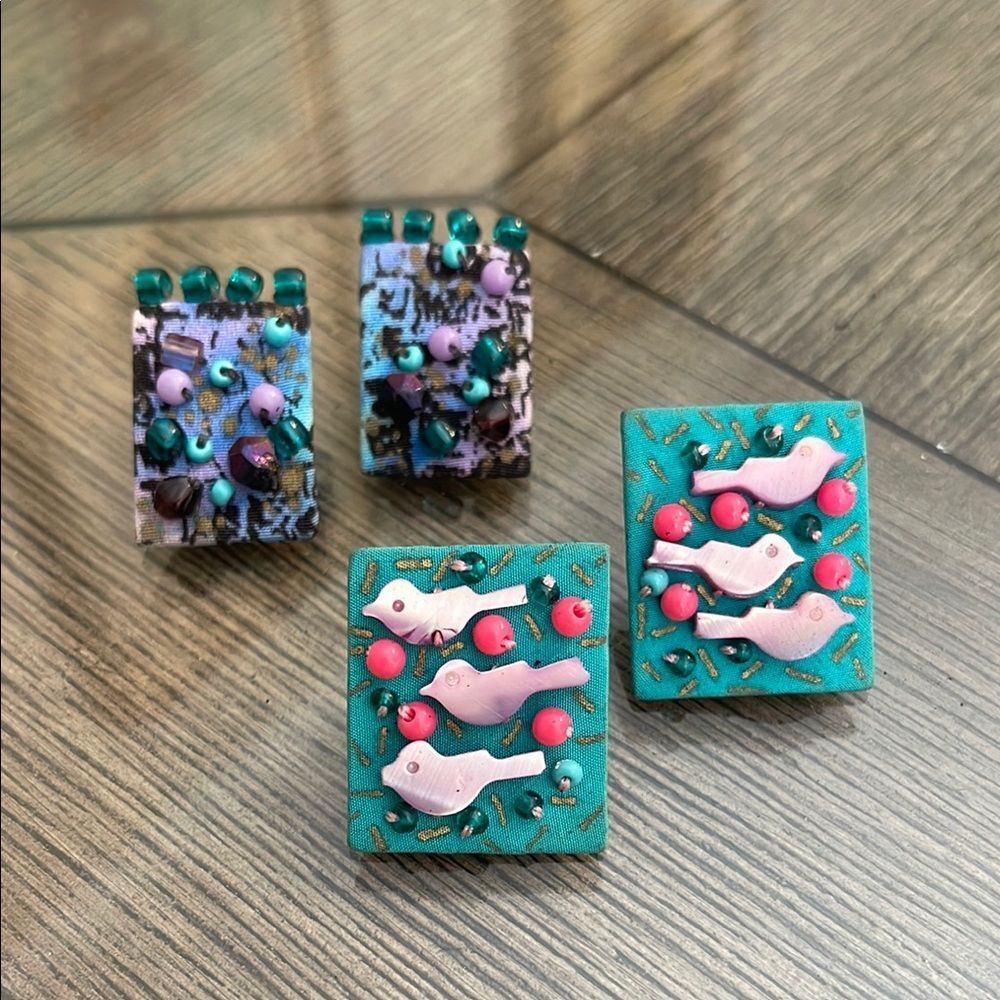 Artisan Colorful Handmade Earrings with Bird Design